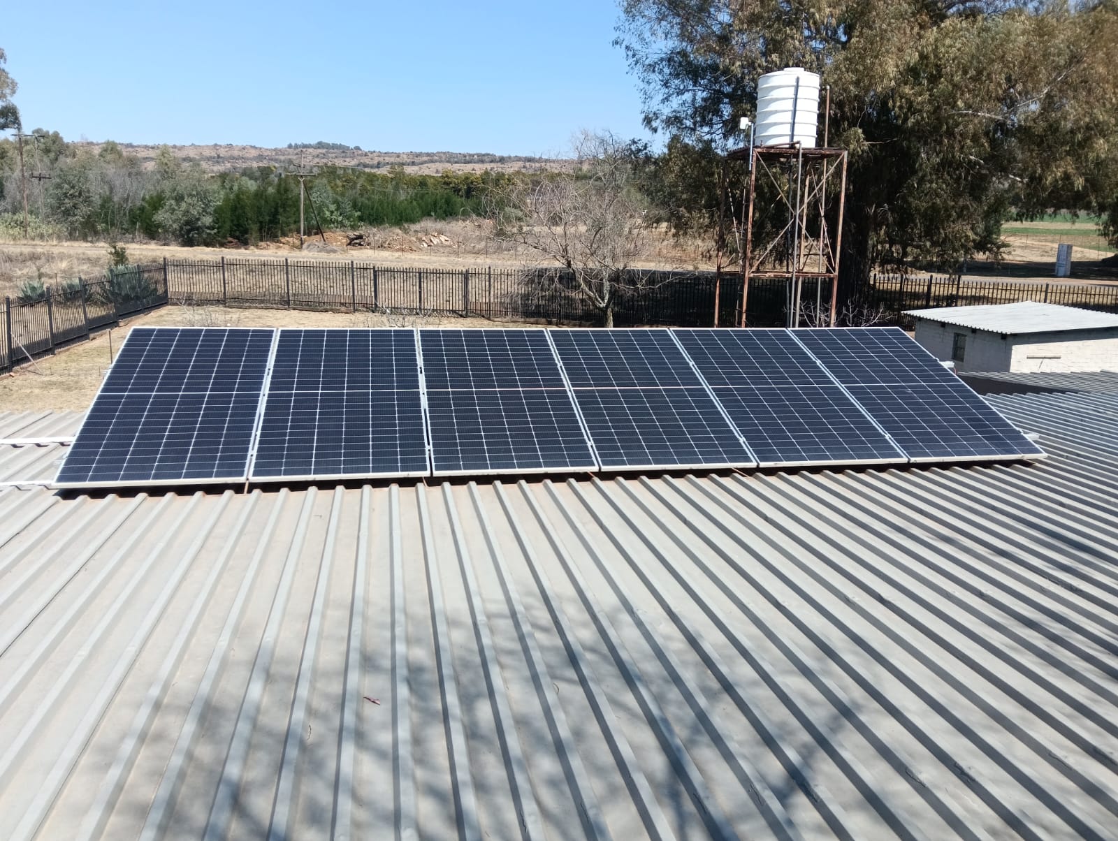 Solar panel array on a rural property roof